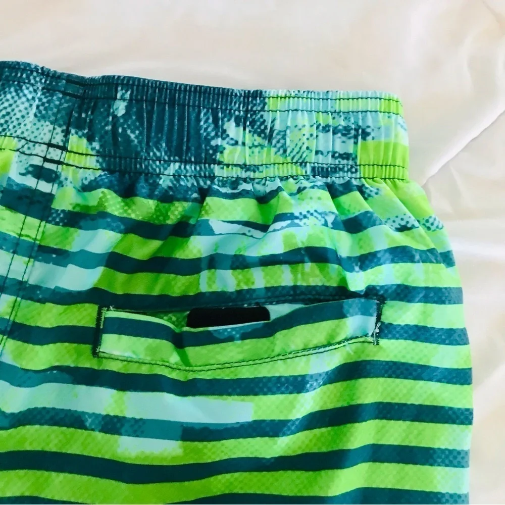 Under Armour Blue and Green Striped Shorts Swim trunks Men's Swim Trunk SMALL